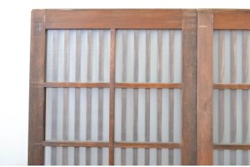 アンティーク建具　和の空間づくりにおすすめ!玄関戸2枚セット(荒格子戸、引き戸、ガラス戸)(R-062974)