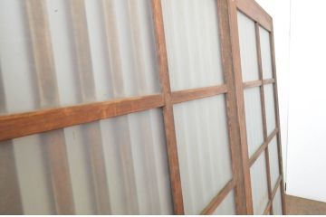 アンティーク建具　和の空間づくりにおすすめ!玄関戸2枚セット(荒格子戸、引き戸、ガラス戸)(R-062974)