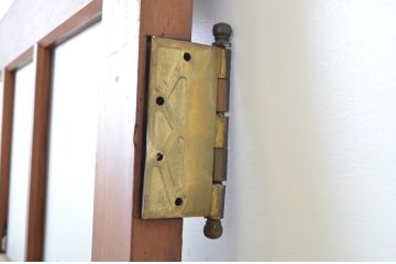 アンティーク建具　大正ロマン　古い洋館の鏡板欅(ケヤキ)材製ドア1枚(扉、木製扉、玄関ドア)(R-062976)