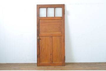 アンティーク建具　大正ロマン 古い洋館の鏡板欅(ケヤキ)材製ドア1枚(扉、木製扉、玄関ドア)(R-062977)