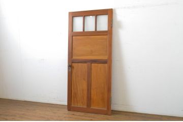 アンティーク建具　大正ロマン 古い洋館の鏡板欅(ケヤキ)材製ドア1枚 (扉、木製扉、玄関ドア)(R-062978)