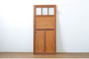 アンティーク建具　大正ロマン 古い洋館の鏡板欅(ケヤキ)材製ドア1枚 (扉、木製扉、玄関ドア)(R-062978)