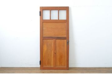アンティーク建具　大正ロマン　古い洋館の鏡板欅(ケヤキ)材製ドア1枚(扉、木製扉、玄関ドア)(R-062980)