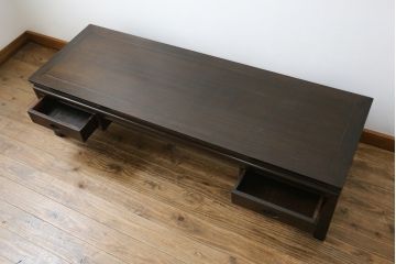 アジアンビンテージ　オリエンタルモダンな雰囲気を醸し出すローテーブル(ヴィンテージ、テレビ台、ローボード、文机、両袖机)(R-062983)