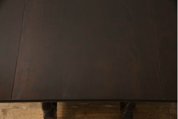 和製ビンテージ　松本民芸家具　M型バタフイ卓(角)　シックな色合いと凝った脚のデザインが魅力的なバタフライテーブル(エクステンションテーブル、ダイニングテーブル、4人掛け、2人掛け、4P、2P、ヴィンテージ)(定価約26万円)(R-062984)