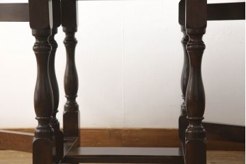 和製ビンテージ　松本民芸家具　M型バタフイ卓(角)　シックな色合いと凝った脚のデザインが魅力的なバタフライテーブル(エクステンションテーブル、ダイニングテーブル、4人掛け、2人掛け、4P、2P、ヴィンテージ)(定価約26万円)(R-062984)