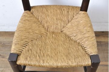 中古　松本民芸家具　SE型ラッシチェア　落ち着きのある色味とラッシのコントラストがお洒落なダイニングチェア(椅子、イス、チェア)(R-062985)