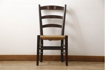 中古　松本民芸家具　SE型ラッシチェア　落ち着きのある色味とラッシのコントラストがお洒落なダイニングチェア(椅子、イス、チェア)(R-062986)