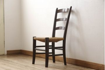 中古　松本民芸家具　SE型ラッシチェア　落ち着きのある色味とラッシのコントラストがお洒落なダイニングチェア(椅子、イス、チェア)(R-062986)