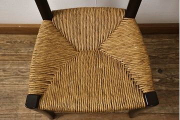 中古　松本民芸家具　SE型ラッシチェア　落ち着きのある色味とラッシのコントラストがお洒落なダイニングチェア(椅子、イス、チェア)(R-062986)
