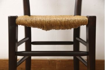 中古　松本民芸家具　SE型ラッシチェア　落ち着きのある色味とラッシのコントラストがお洒落なダイニングチェア(椅子、イス、チェア)(R-062986)