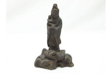 江戸期　古い仏像など5点(置物、オブジェ、古銅、古玩、観音像、チベット像?)(R-062991)