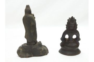 江戸期　古い仏像など5点(置物、オブジェ、古銅、古玩、観音像、チベット像?)(R-062991)