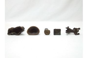 江戸期　古い仏像など5点(置物、オブジェ、古銅、古玩、観音像、チベット像?)(R-062991)