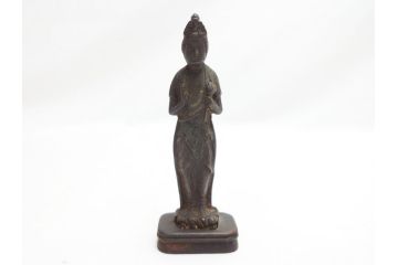  	江戸期　古い仏像など5点(置物、オブジェ、古銅、古玩、観音像、チベット像?)(R-062992)