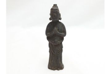 	江戸期　古い仏像など5点(置物、オブジェ、古銅、古玩、観音像、チベット像?)(R-062992)