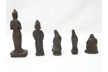  	江戸期　古い仏像など5点(置物、オブジェ、古銅、古玩、観音像、チベット像?)(R-062992)