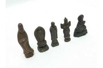  	江戸期　古い仏像など5点(置物、オブジェ、古銅、古玩、観音像、チベット像?)(R-062993)