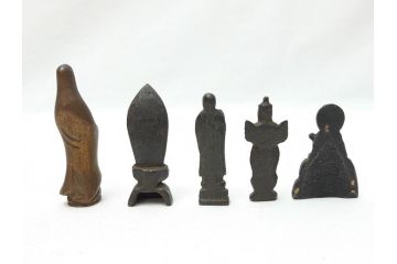  	江戸期　古い仏像など5点(置物、オブジェ、古銅、古玩、観音像、チベット像?)(R-062993)