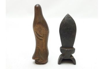  	江戸期　古い仏像など5点(置物、オブジェ、古銅、古玩、観音像、チベット像?)(R-062993)