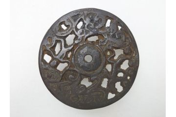 古い書道具4点セット(古銅、墨床、筆置、筆架、蓋置、五ツ山、皿、古玩?)(R-062994)