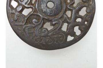 古い書道具4点セット(古銅、墨床、筆置、筆架、蓋置、五ツ山、皿、古玩?)(R-062994)