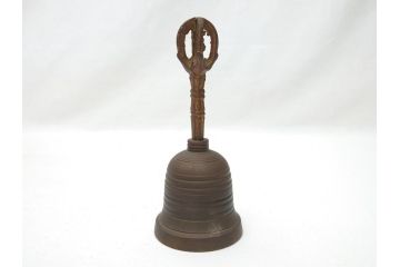 時代物　密教法具　金剛鈴　五鈷杵　三鈷杵　仏具3点セット(金剛杵、ヴァジュラ、ドルジェ、お守り、仏教美術)(R-062995)