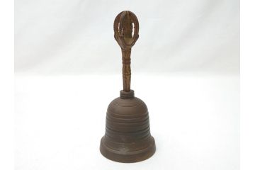 時代物　密教法具　金剛鈴　五鈷杵　三鈷杵　仏具3点セット(金剛杵、ヴァジュラ、ドルジェ、お守り、仏教美術)(R-062995)