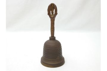 時代物　密教法具　金剛鈴　五鈷杵　三鈷杵　仏具3点セット(金剛杵、ヴァジュラ、ドルジェ、お守り、仏教美術)(R-062995)