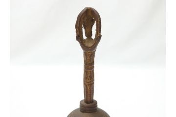 時代物　密教法具　金剛鈴　五鈷杵　三鈷杵　仏具3点セット(金剛杵、ヴァジュラ、ドルジェ、お守り、仏教美術)(R-062995)