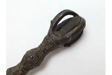 時代物　密教法具　金剛鈴　五鈷杵　三鈷杵　仏具3点セット(金剛杵、ヴァジュラ、ドルジェ、お守り、仏教美術)(R-062995)