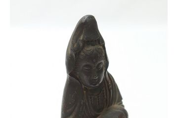 江戸〜明治期　古い仏像3点(置物、オブジェ、古銅、古玩、観音像)(R-062996)