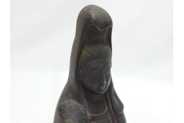 江戸〜明治期　古い仏像3点(置物、オブジェ、古銅、古玩、観音像)(R-062997)