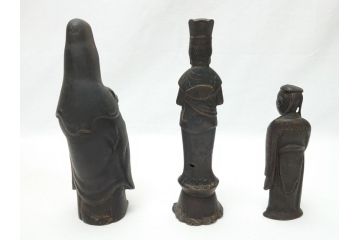 江戸〜明治期　古い仏像3点(置物、オブジェ、古銅、古玩、観音像)(R-062997)