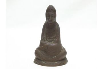 江戸〜明治期　古い仏像3点(置物、オブジェ、古銅、古玩、観音像)(R-062998)