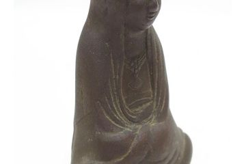 江戸〜明治期　古い仏像3点(置物、オブジェ、古銅、古玩、観音像)(R-062998)