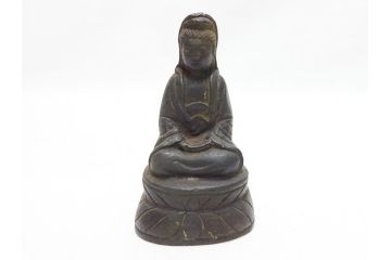 江戸〜明治期　古い仏像3点(置物、オブジェ、古銅、古玩、観音像)(R-062998)