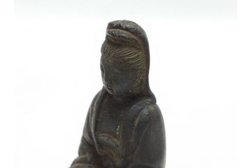 江戸〜明治期　古い仏像3点(置物、オブジェ、古銅、古玩、観音像)(R-062998)
