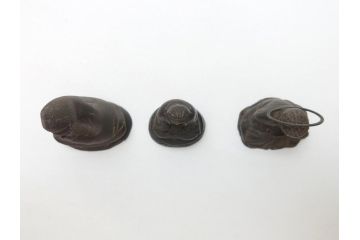 江戸〜明治期　古い仏像3点(置物、オブジェ、古銅、古玩、観音像)(R-062998)