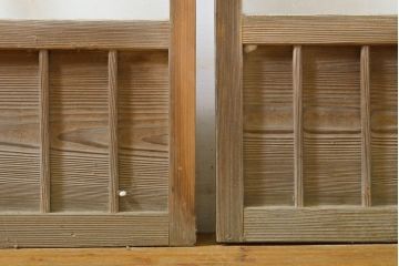 アンティーク建具　経年を感じる風合いが魅力のガラス戸2枚セット(引き戸、建具)(R-062999)