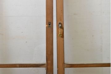 アンティーク建具　経年を感じる風合いが魅力のガラス戸2枚セット(引き戸、建具)(R-062999)