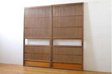 アンティーク建具　上品な佇まいが魅力の裏障子付き障子戸2枚セット(引き戸、ガラス帯戸、建具)(R-063001)