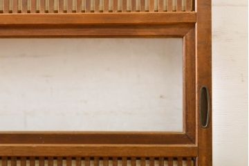 アンティーク建具　上品な佇まいが魅力の裏障子付き障子戸2枚セット(引き戸、ガラス帯戸、建具)(R-063001)