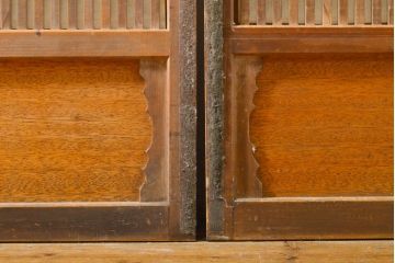 アンティーク建具　上品な佇まいが魅力の裏障子付き障子戸2枚セット(引き戸、ガラス帯戸、建具)(R-063001)