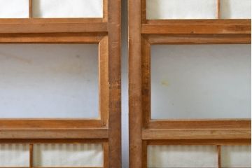 アンティーク建具　上品な佇まいが魅力の裏障子付き障子戸2枚セット(引き戸、ガラス帯戸、建具)(R-063001)