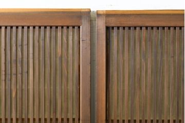 アンティーク建具　上品な佇まいが魅力の裏障子付き障子戸2枚セット(引き戸、ガラス帯戸、建具)(R-063008)