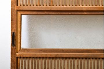 アンティーク建具　上品な佇まいが魅力の裏障子付き障子戸2枚セット(引き戸、ガラス帯戸、建具)(R-063008)