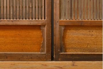 アンティーク建具　上品な佇まいが魅力の裏障子付き障子戸2枚セット(引き戸、ガラス帯戸、建具)(R-063008)