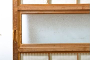 アンティーク建具　上品な佇まいが魅力の裏障子付き障子戸2枚セット(引き戸、ガラス帯戸、建具)(R-063008)