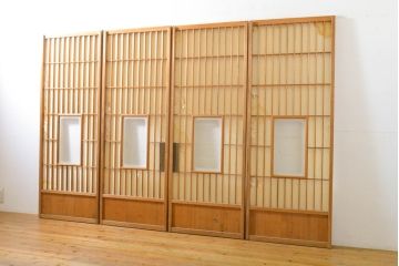 アンティーク建具　凛とした佇まいが気品溢れる障子戸4枚セット(引き戸、建具)(R-063009)